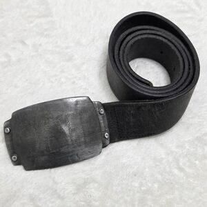 Diesel Vintage Charcoal Leather Belt with Metal‎ Buckle Size 85/34"